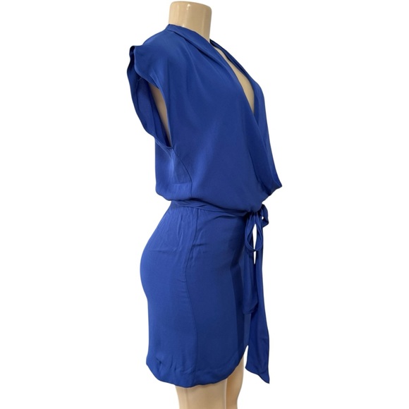 DVF Diane Von Furstenberg REARA Sleeveless Silk‎ Mini Dress Olympic Blue Size 0 - Picture 6 of 15